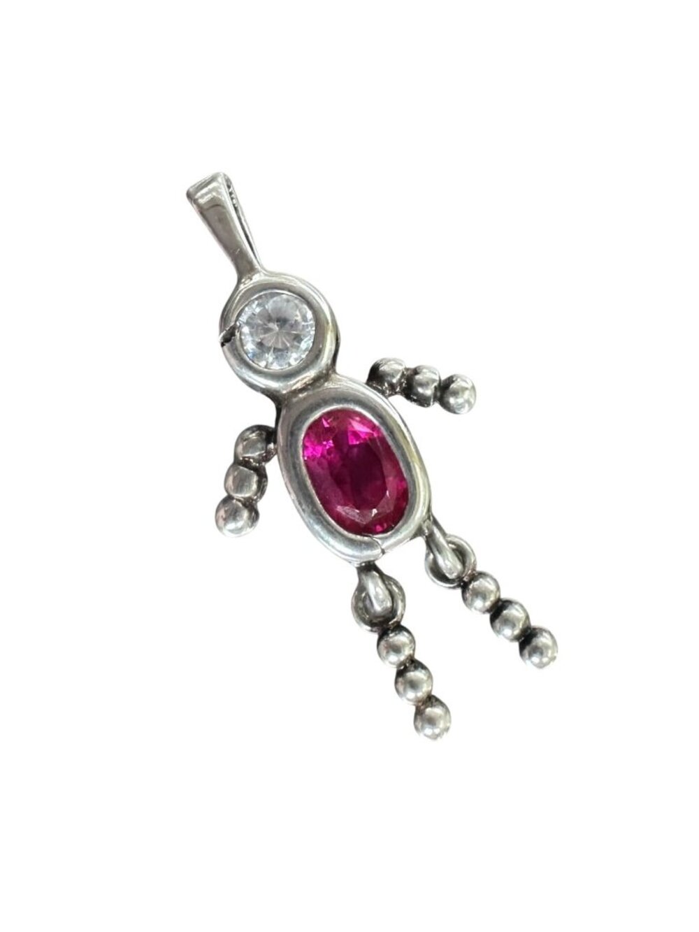 Sterling Silver Pink Sapphire Child Birthstone Pendant
